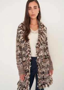 Camomilla Milano Cardigan-Cardigan Cardi in tweed effetto chenille