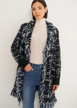 Camomilla Milano Cardigan-Cardigan Cardi in tweed effetto chenille