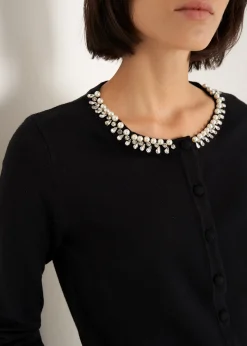 Camomilla Milano Cardigan-Cardigan Cody con strass e perle
