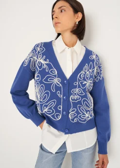 Camomilla Milano Cardigan-Cardigan Cross con ricamo frontale