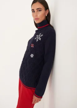 Camomilla Milano Maglie-Maglione Melodie natalizio con collo alto
