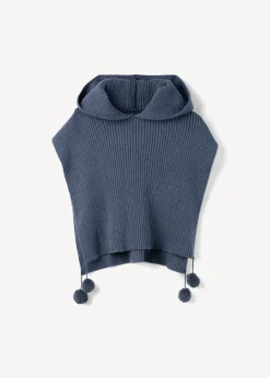 Camomilla Milano Maglie-Mantella Mora con cappuccio e pon pon