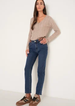 Camomilla Milano Jeans-Pantaloni Katej-P in denim con dettagli in ecopell