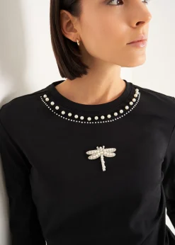 Camomilla Milano T-Shirt-T-shirt Saffye con decorazioni gioiello